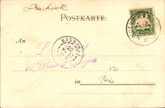 Kunstenaar litho Kley, Heinrich, München, kist in de Frauenkirche