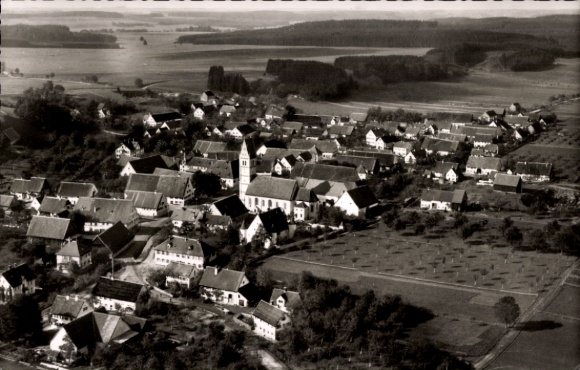 Postcard Berkheim in Upper Swabia, aerial photograph