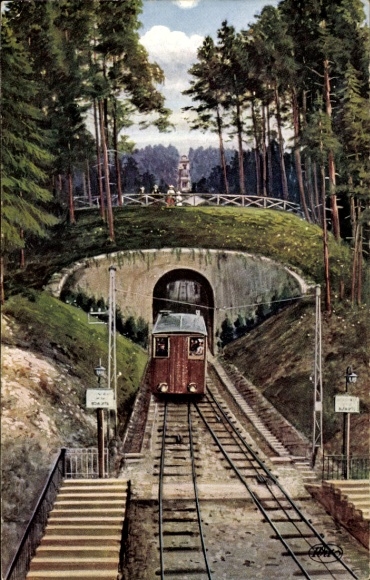 Postcard Baden Baden am Schwarzwald, Merkurbahn, tunnel at Aussichtsplatte station