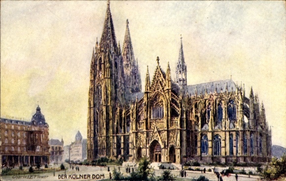 Artist Postcard Flower, Charles E., Cologne on the Rhine, The Cathedral, Oilette, Tuck 656