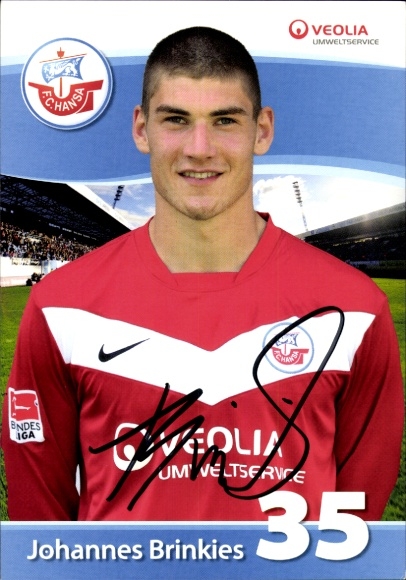 Autograph card footballer Johannes Brinkies, FC Hansa Rostock, autograph