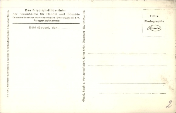 Postcard Bühl in Baden Schwarzwald, Friedrich-Hilda-Heim, aerial photograph