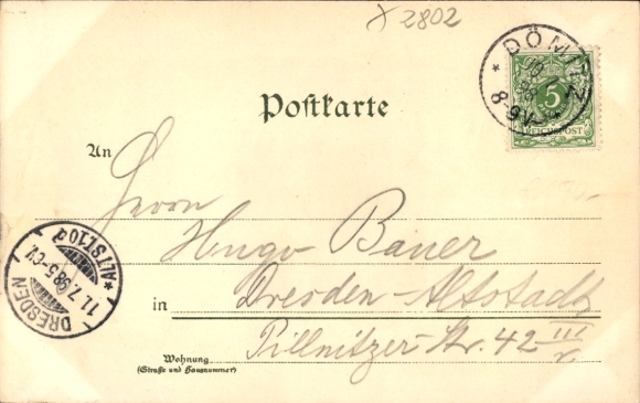 Chromo-Litho Dömitz on the Elbe Mecklenburg, train station, market square, Elbe bridge, Friedrich Franz Street