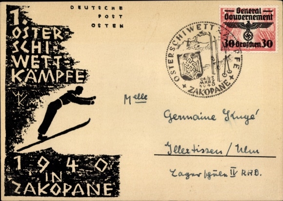 Künstler Ak Zakopane Polen, 1. Osterskiwettkämpfe 1940