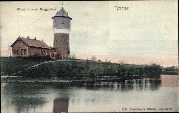 Ak Krempe in Holstein, Wasserturm am Burggraben