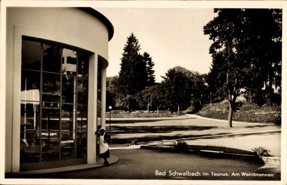 Postcard Bad Schwalbach im Taunus, sunlight, wine fountain, park landscape, architecture, relaxing