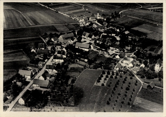 Postcard Moosbeuren Biberach an der Riß in Upper Swabia, aerial photograph