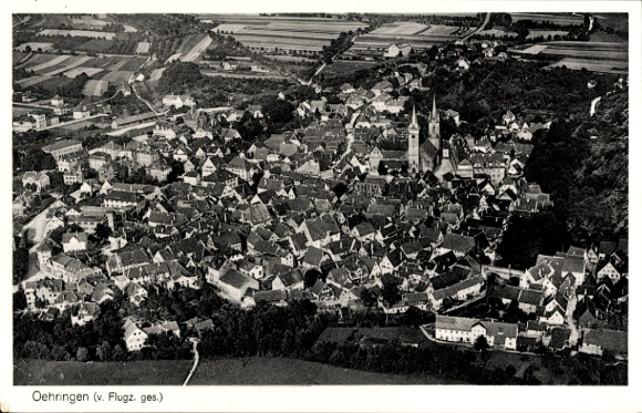 Ak Oehringen Öhringen in de wijk Hohenlohe in Württemberg, luchtfoto