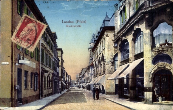 Postcard Landau in der Pfalz, Marktstraße