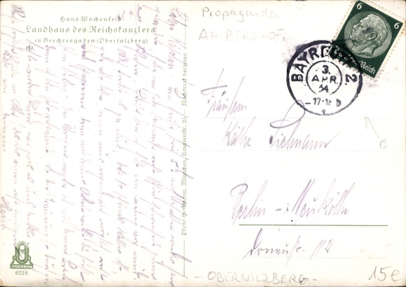 Postcard Obersalzberg Berchtesgaden in Upper Bavaria, Berghof, Haus Wachenfeld, country house of the Reich Chancellor