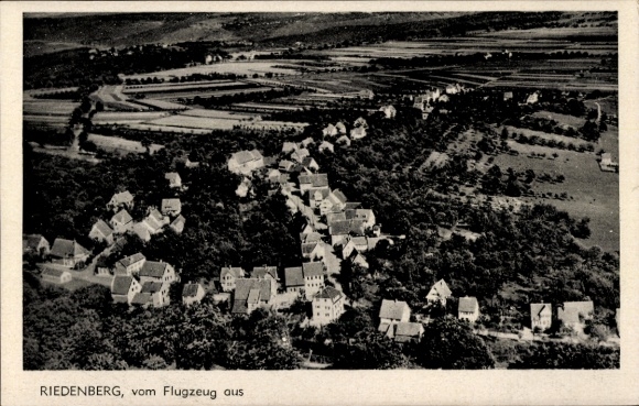 Postcard Riedenberg in Lower Franconia, aerial view of many houses, landscape