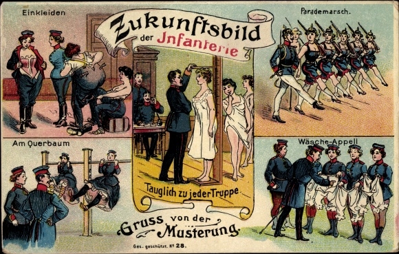 Chromo-Litho image of the future of the infantry, salute from the muster, suitable, parade march, dressing up