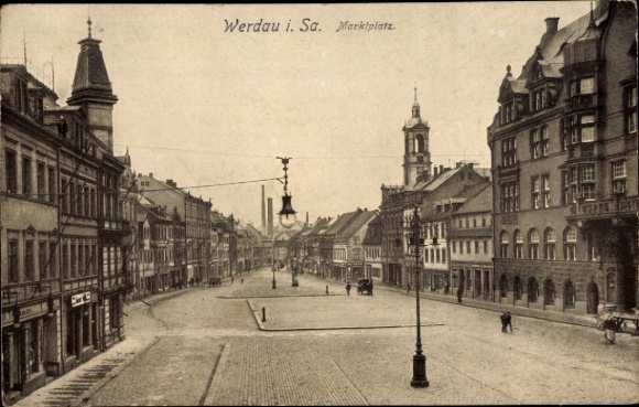 Postcard Werdau in Saxony, market square