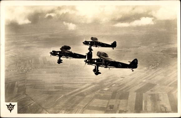 Postcard Henschel multi-purpose aircraft Hs 126, Luftwaffe