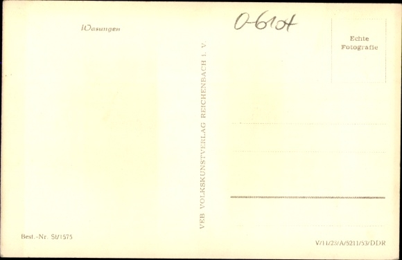 Postcard Wasungen in the Thuringian Forest, half-timbered house