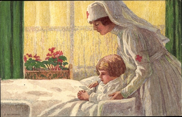 KP artystka pocztówka święto narodowe 1927, pielęgniarka