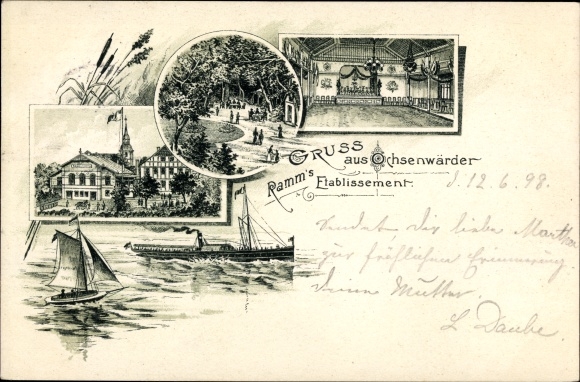 Chromo-Litho Hamburg Bergedorf Ochsenwerder Ochsenwaerder, Ramm&#39;s establishment, interior view