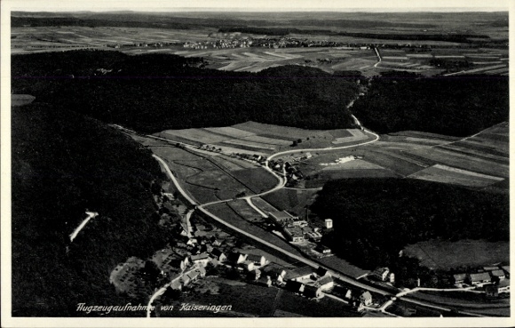 Ak Kaiseringen Straßberg im Zollernalbkreis, Flugzeugaufnahme