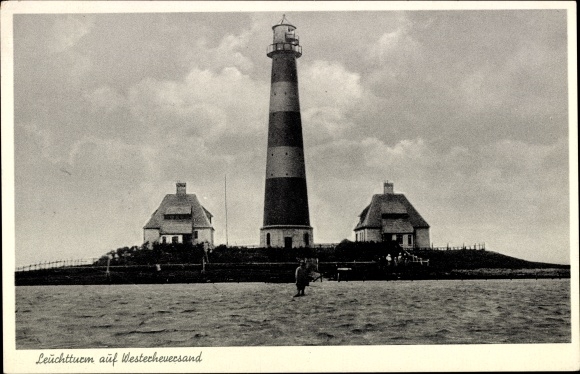 Ak Westerhever Nordfriesland, vuurtoren Westerheversand