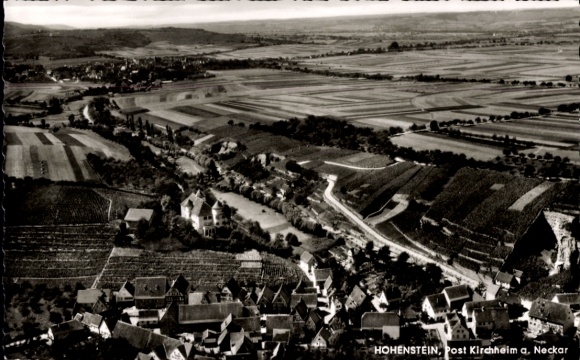 Postcard Hohenstein im Taunus, aerial photograph