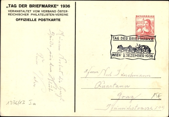KP pocztowa Wiedeń, Dzień Znaczka 1936, Stowarzyszenie Austriackich Stowarzyszeń Filatelistycznych