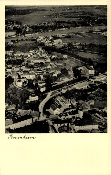 Postcard Rosenheim Upper Bavaria, aerial view of the town