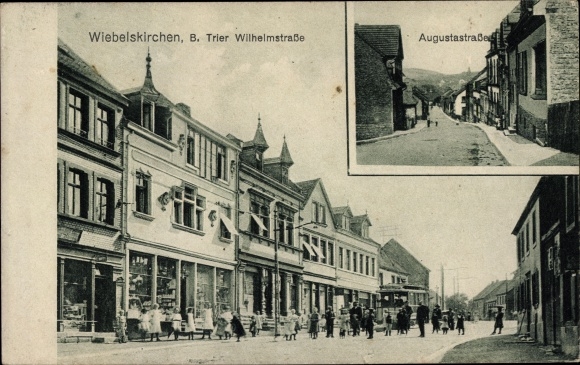 Ak Wiebelskirchen Neunkirchen, Wilhelmstraße, Augustastraße, Straßenbahn