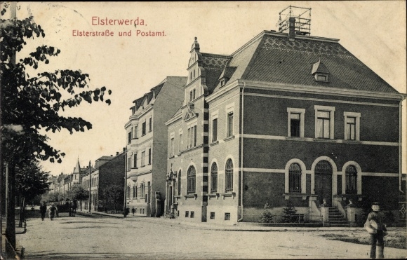 Postcard Elsterwerda in the district of Elbe Elster, Elsterstraße, post office
