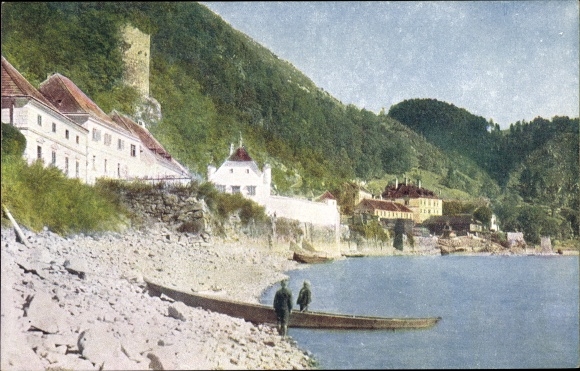 Postcard Sarmingstein St. Nikola Upper Austria, banks of the Danube