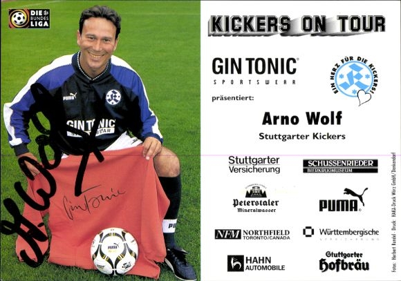 Karta autografu Współtrener Arno Wolf, SV Stuttgarter Kickers, autograf