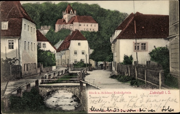 Postcard Liebstadt Erzgebirge Sachsen, view of Kukukstein Castle