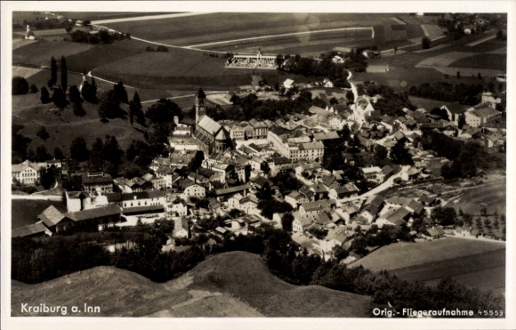 Postcard Kraiburg am Inn Upper Bavaria, aerial photograph