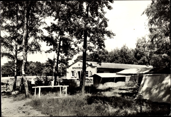 Postcard Lübschütz Machern in Saxony, Lübschützer ponds, campground