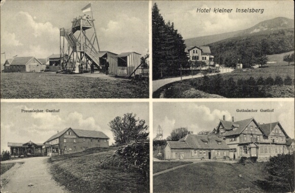 Postcard Brotterode in Thuringia, Kleiner Inselsberg, Hotel Preussischer Gasthof, Gothaischer Gasthof