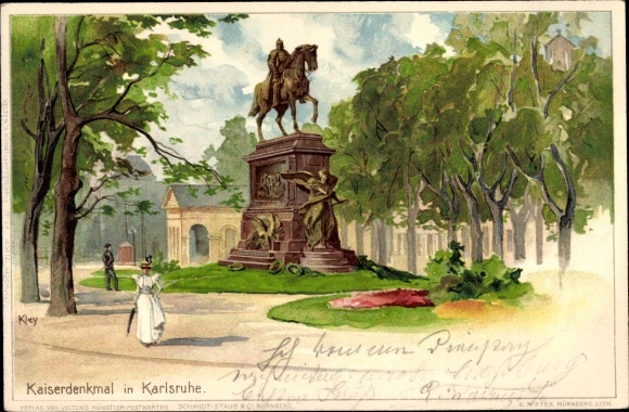 Artist Chromo-Litho Kley, Heinrich, Karlsruhe in Baden Württemberg, Emperor Monument