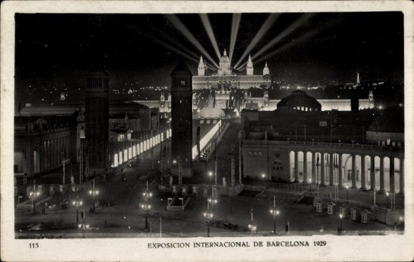 AK International Exhibition of Barcelona 1929, entrance to the exhibition