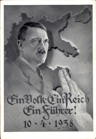 Artist Postcard One People, One Reich, One Leader, 10.04.1938, Vote for Greater Germany, Adolf Hitler