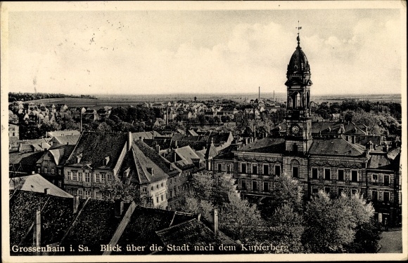 Ak Grossenhain Sachsen, zicht op de plaats naar de Kupferberg