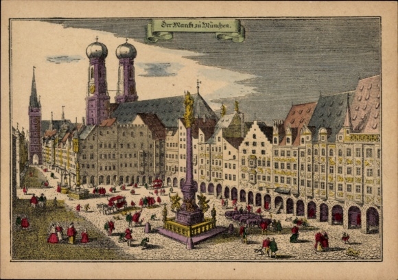 Künstler Ak Merian, München, Markt