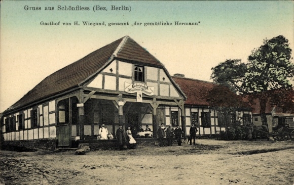 Postcard Schönfließ Mühlenbecker Land Oberhavel, guesthouse of H. Wiegand, the cozy Hermann