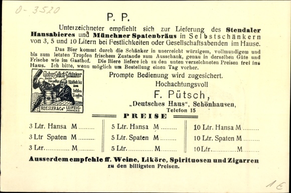Postcard Schönhausen Elbe, Gasthof Deutsches Haus, Fr. Pütsch