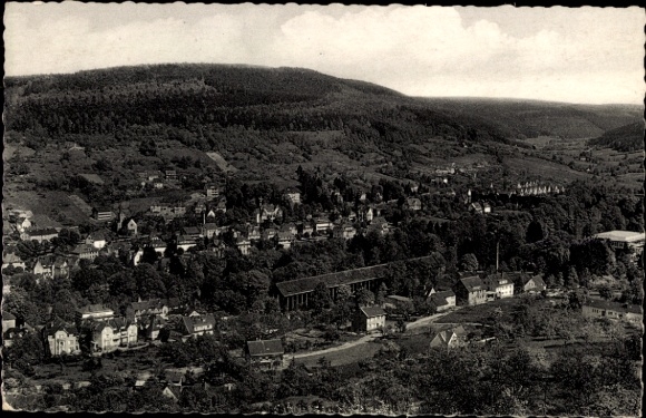 Postcard Bad Orb in Spessart Hesse, landscape with trees, houses, hills, 900th anniversary