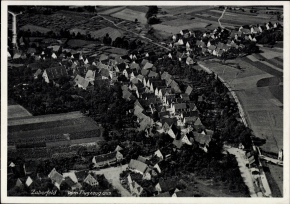 Postcard Zaberfeld in Württemberg, aerial view of houses, landscape