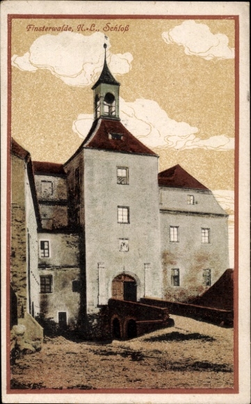 Ak Finsterwalde in der Niederlausitz, Schloss   Architektur, Wolken am Himmel