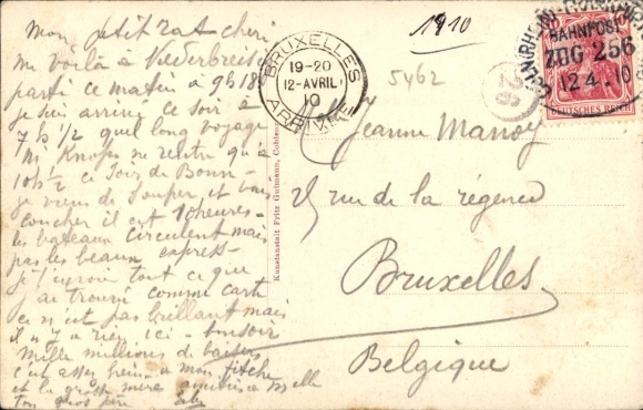 Postcard Bad Hönningen am Rhein, Arienfels Castle, hilly landscape, vineyards, two men