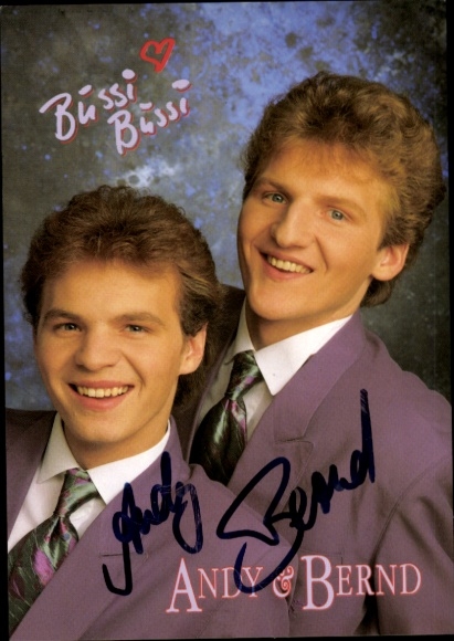 Autogrammkarte Sänger Andy und Bernd, Autogramm