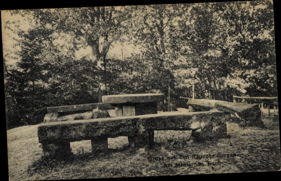 Postcard Rauen in der Mark, Rauener Berge, Markgrafenstein, At the Stone Table