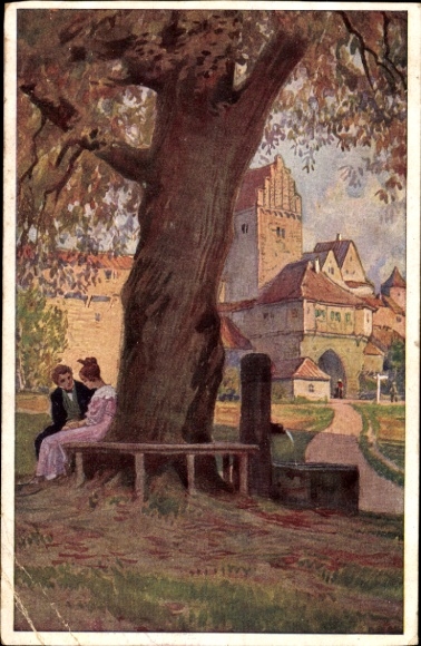 Song Artist Postcard Hey, Paul, At the Well in Front of the Gate, Folk Song Card No. 29