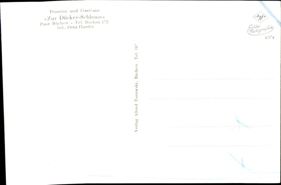 Postcard Büchen in the Duchy of Lauenburg, Pension to Dückerschleuse