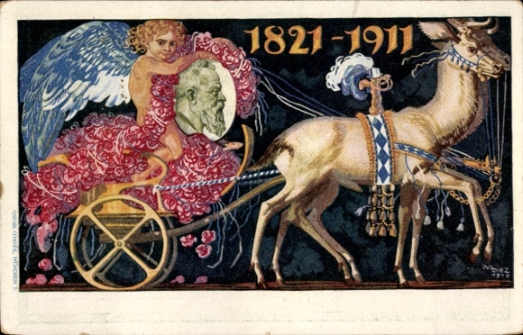 Postal stationery artist Postcard Diez, M., Prince Regent Luitpold of Bavaria, 1821 to 1911, carriage